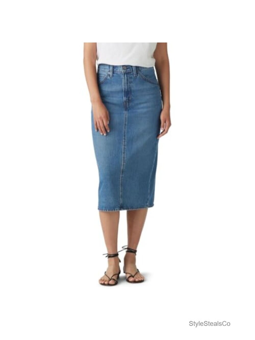 High Rise Denim Slit Skirt Slim Fit Casual Pencil Skirt